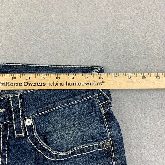 True Religion Mens Pants 32 Blue Denim Jeans Straight Leg Flap Pockets 32x28 - Picture 7 of 16
